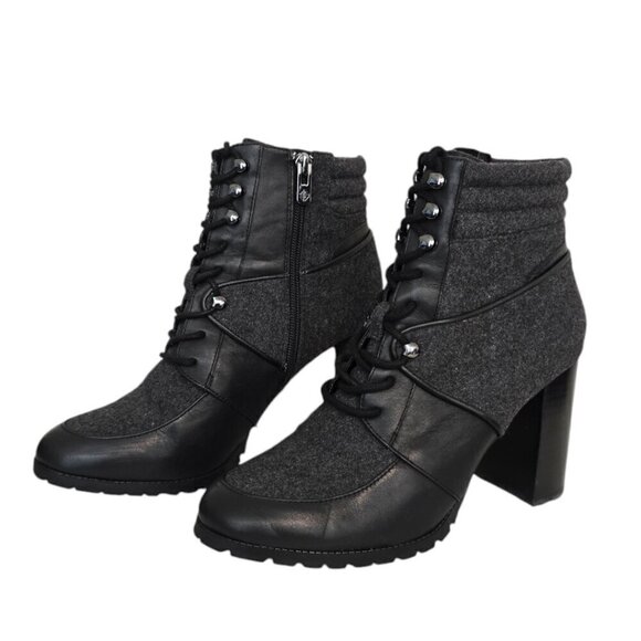 Antonio Melani Grayciee Wool Leather Block Heeled Ankle Boot Sz 9 - Picture 1 of 11